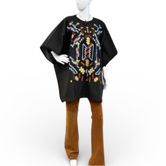 Bespoke Embroidered Aztec Poncho - Picture 3 of 9